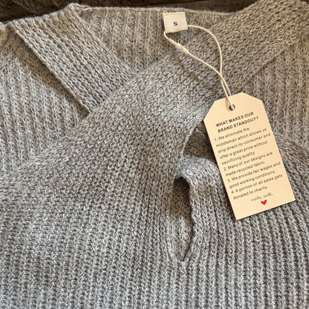 A Classy Chic Boutique Off-the-Shoulder Gray Sweater - Picture 2 of 9